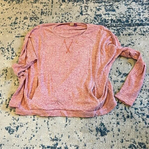 Roxy scoop neck slub knit long sleeve pull over with pockets medium pink / red